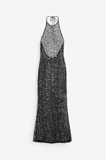 Sequined Fishnet Halterneck Dress